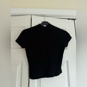 Brandy Melville Black Short Sleeve Mock Neck